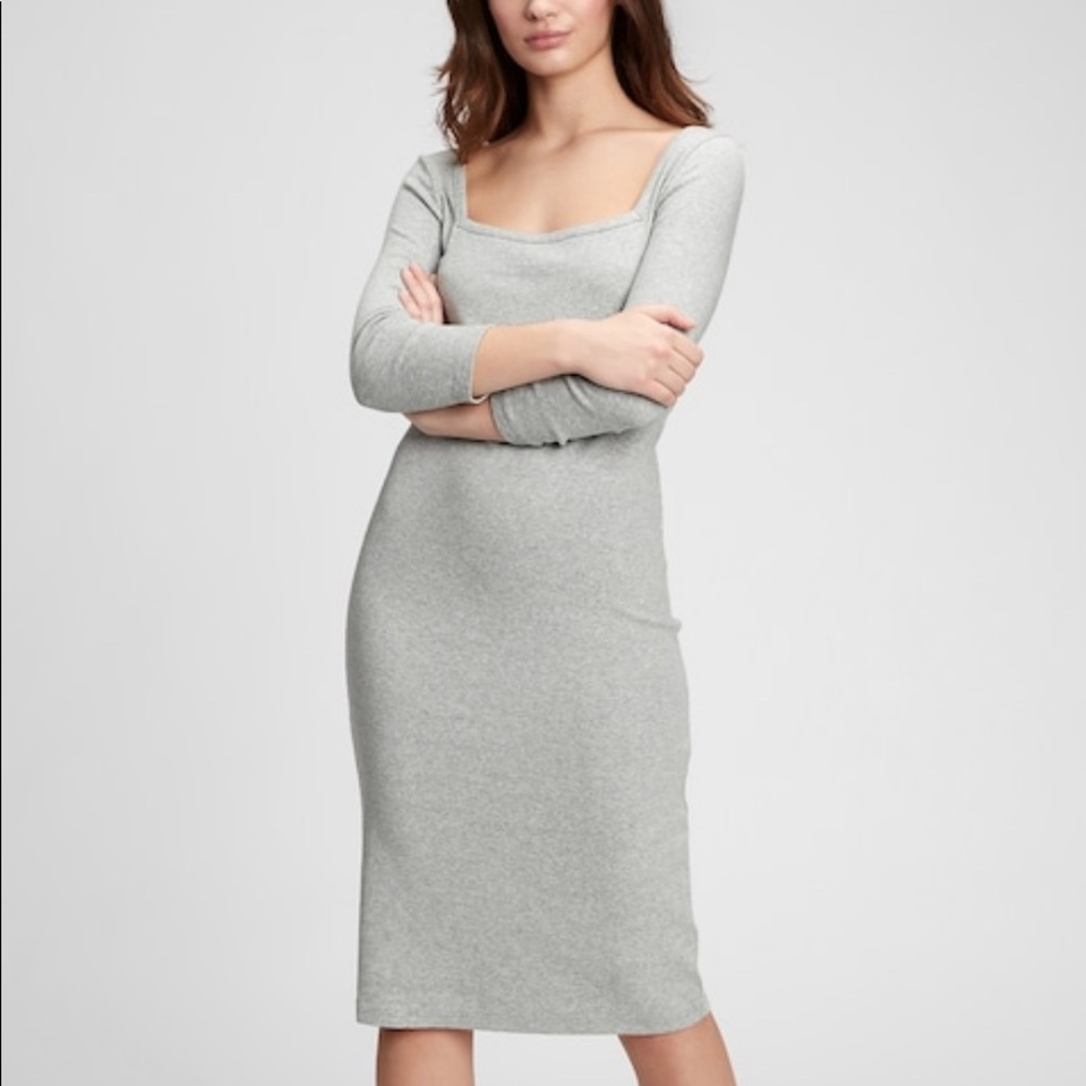 Squareneck Rib Dress Gap